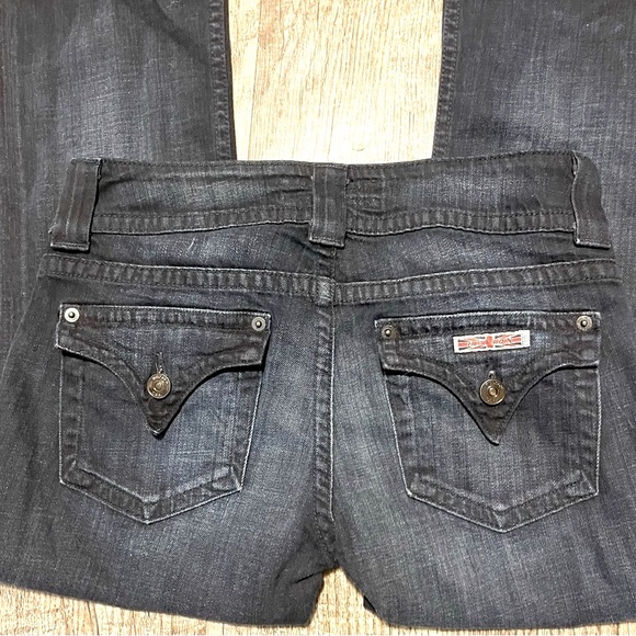 Y2K HUDSON Jeans Womens Size 27 Dark Wash Boot Cut Flap Pockets Vintage Flares - Picture 7 of 11